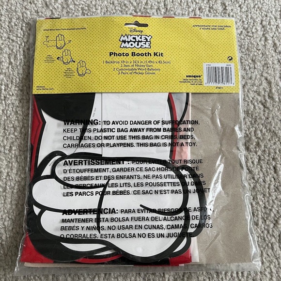 Disney Mickey Mouse Photo Booth Kit Backdrop Ears 7 piece Party Accessories - Picture 3 of 3